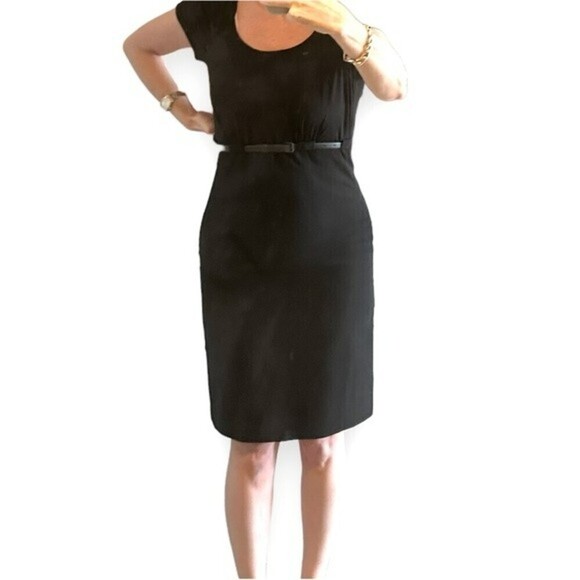 Calvin Klein Black Knee length high waist Sheath dress retro formal cocktail M - Picture 6 of 11